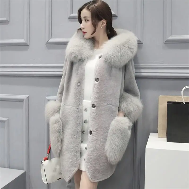 2019 Plus Size Winter Coat Imitation Faux Fur Overcoat Women Faux Fur Collar Hooded Fur Coat Thick Jacket
2019 Plus Size Winter Coat Imitation Faux Fur Overcoat Women Faux Fur Collar Hooded Fur Coat Thick Jacket