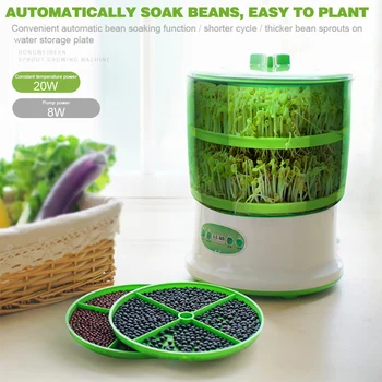 DIY Bean Sprout Maker Thermostat Multifunction 2-Layers Large Capacity Automatic Bean Sprouts Machine Seedling Growth Bucket
DIY Bean Sprout Maker Thermostat Multifunction 2-Layers Large Capacity Automatic Bean Sprouts Machine Seedling Growth Bucket