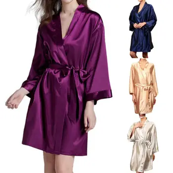 Womens Imitation Silk Short Kimono Robe Dressing Gown Open Front Solid Color Loose Bridesmaid Bathrobe Belted Sleepwear
Womens Imitation Silk Short Kimono Robe Dressing Gown Open Front Solid Color Loose Bridesmaid Bathrobe Belted Sleepwear
