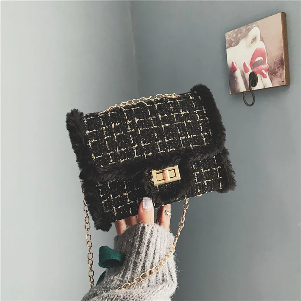 Luxury Chains Women Bags Plush Wool Bag Tide Chain Single Shoulder Small Square Handbags sac a main femme de marque #YL5
Luxury Chains Women Bags Plush Wool Bag Tide Chain Single Shoulder Small Square Handbags sac a main femme de marque #YL5