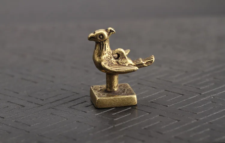 Brass Phoenix Bird Engraved Seal Keychains Pendants (6)