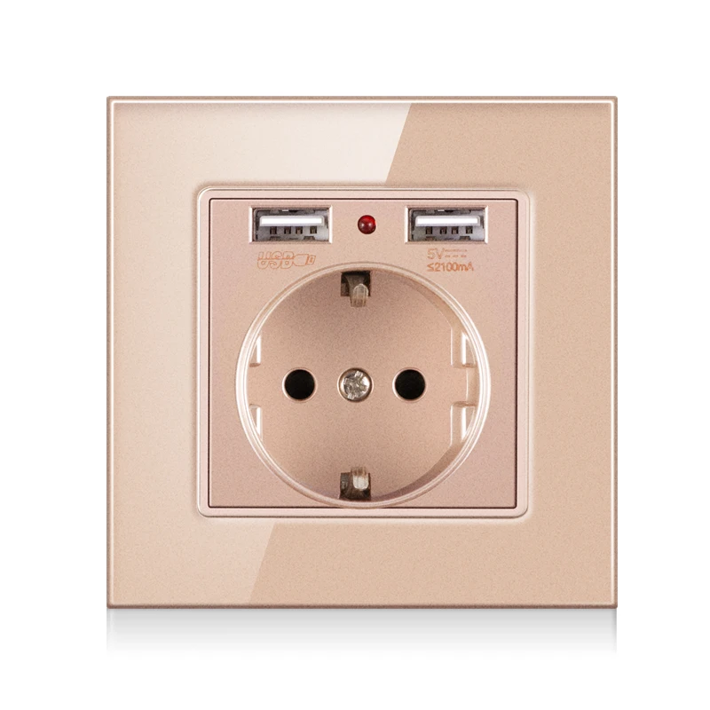 FRON Wall USB Power Socket, Crystal Glass Panel, Bedroom socket,250V 16A Wall Embedded, Double usb EU Standard Outlet 2100MA
FRON Wall USB Power Socket, Crystal Glass Panel, Bedroom socket,250V 16A Wall Embedded, Double usb EU Standard Outlet 2100MA