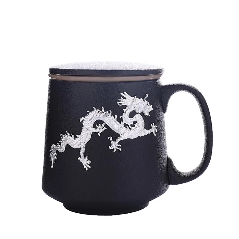 400ml Black Zen Ceramic Porcelain Tea Cup Handmade Creative Silver Dragon Pattern Master Cup Kung Fu Tea Set Drinkware Tea Mugs
400ml Black Zen Ceramic Porcelain Tea Cup Handmade Creative Silver Dragon Pattern Master Cup Kung Fu Tea Set Drinkware Tea Mugs