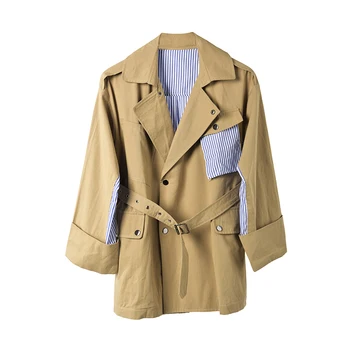 DEAT 2020 new autumn turn-down collar full sleeves striped patchwork buttons waist belts jacket female coat WJ08504s
DEAT 2020 new autumn turn-down collar full sleeves striped patchwork buttons waist belts jacket female coat WJ08504s