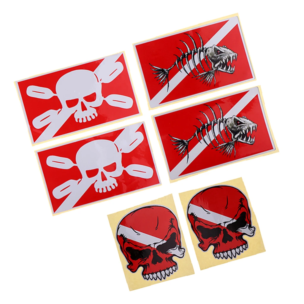 Set of 6pcs Scuba Diving Flag Stickers Dive Gear Tank Bag Decals Flippers Decoration Set of 6pcs Scuba Diving Flag Stickers Dive Gear Tank Bag Decals Flippers Decoration