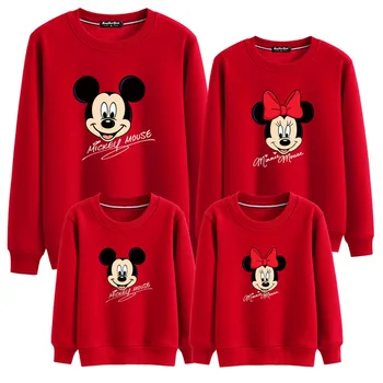 

Mother Daughter Father Son Sweatshirt Mickey Minnie Family Matching Clothes Fleece Family Look T-shirt Mommy And Me Clothes