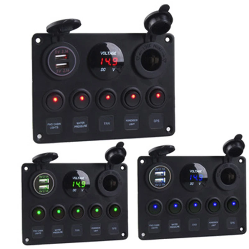 5 Gang 12V Waterproof Intergrated Switch Panel Digital Voltmeter Dual USB Port For Car Marine LED Rocker Accessories
5 Gang 12V Waterproof Intergrated Switch Panel Digital Voltmeter Dual USB Port For Car Marine LED Rocker Accessories