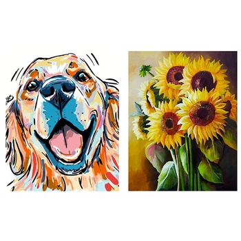 1 Set Paint By Numbers Painting Kit 40X45cm Dog with 3 Brushes & 1 Set DIY 5D Diamond Painting Sunflowers
1 Set Paint By Numbers Painting Kit 40X45cm Dog with 3 Brushes & 1 Set DIY 5D Diamond Painting Sunflowers