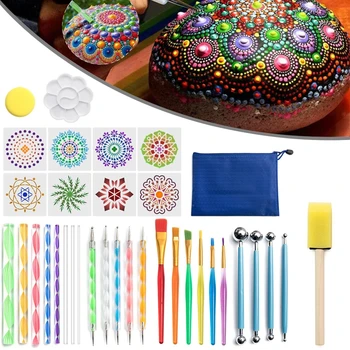 35pcs Mandala Dotting Pen Tools Set for Painting Rock Stone Acrylic Stick Template Stencil Sponge Tray Carrying Bag Kit
35pcs Mandala Dotting Pen Tools Set for Painting Rock Stone Acrylic Stick Template Stencil Sponge Tray Carrying Bag Kit