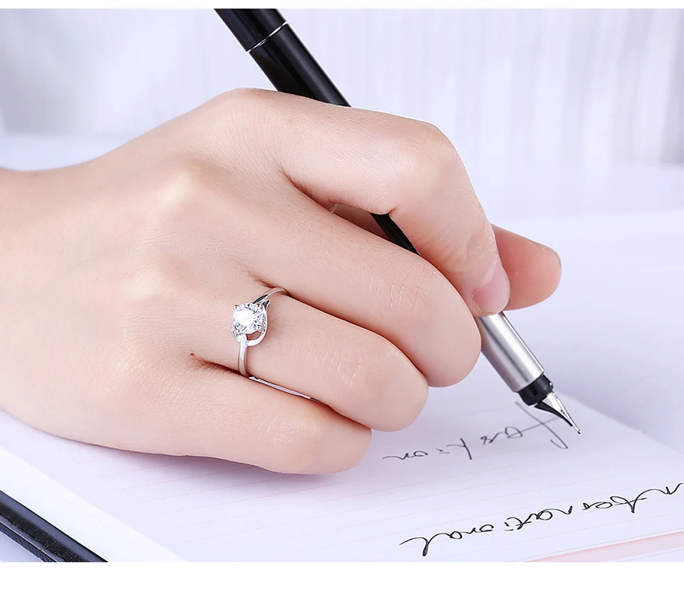 SILVERHOO 925 Sterling Silver Rings For Women With Zircon Adjustable Romantic Ring Party Fine Simple Gift Jewelry New Arrival SILVERHOO 925 Sterling Silver Rings For Women With Zircon Adjustable Romantic Ring Party Fine Simple Gift Jewelry New Arrival