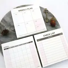 1pc Plan mémo Notes Note papier carré semaine/mois Plan fonction mémo papeterie cahier petit travail école étude To-do et L E1Y1(China)