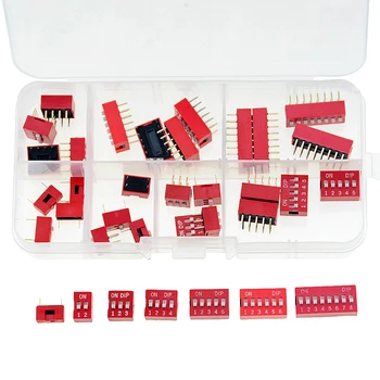 35PCS/Lots Dip Switch Kit In Box 1 2 3 4 5 6 8 Way 2.54mm Toggle Switch Red Snap Switches Mixed Kit Each 5PCS Combination Set
35PCS/Lots Dip Switch Kit In Box 1 2 3 4 5 6 8 Way 2.54mm Toggle Switch Red Snap Switches Mixed Kit Each 5PCS Combination Set