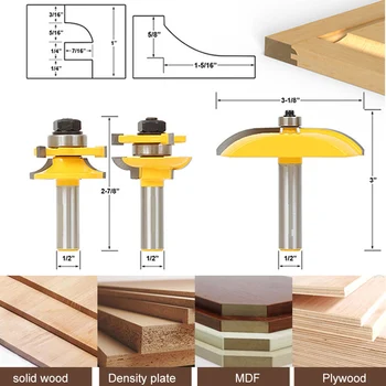 3Pcs/set 1/4 Milling Cutter Tools Shank Bit Raised Panel Cabinet Door Router Bit Sets Rounded Corner Knives Engraving TN
3Pcs/set 1/4 Milling Cutter Tools Shank Bit Raised Panel Cabinet Door Router Bit Sets Rounded Corner Knives Engraving TN