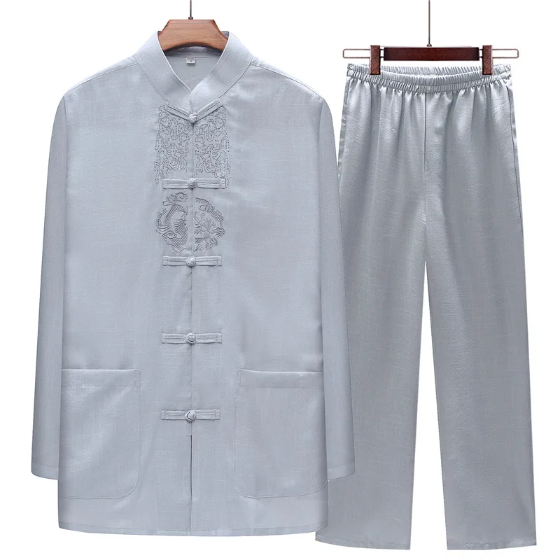 Spring And Autumn Flax Men's Casual Two-Piece Set Chinese Costume Embroidered Chinese Style Cotton Pants Middle-aged Set
Spring And Autumn Flax Men's Casual Two-Piece Set Chinese Costume Embroidered Chinese Style Cotton Pants Middle-aged Set