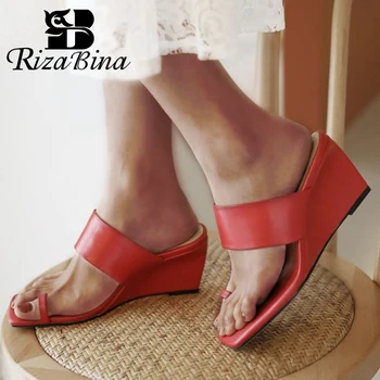 RIZABINA Fashion Women Sandals Shoes Summer Genuine Leather Slippers Ladies' Modern Flat High Heels Slip On Footwear Size 32-40
RIZABINA Fashion Women Sandals Shoes Summer Genuine Leather Slippers Ladies' Modern Flat High Heels Slip On Footwear Size 32-40