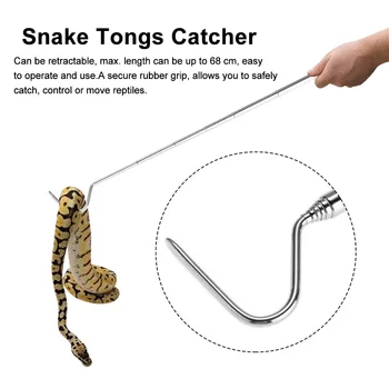 

68cm Hand Tool Collapsible For Catching Snake Tongs Catcher Controlling Retractable Patio Moving Stainless Steel Reptile Grabber