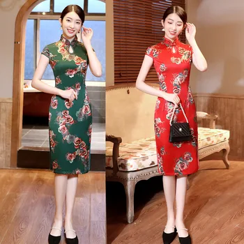 Lady Short Sleeve green Qipao Plus Size 3XL Women Print Cheongsam Elegant Lady Chinese Dress Vestidos
Lady Short Sleeve green Qipao Plus Size 3XL Women Print Cheongsam Elegant Lady Chinese Dress Vestidos