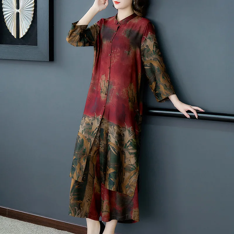 Real Silk Set 2020 Spring Europe And America Fat Mm Large Size Mid-length Tops Loose Pants Kuotaitai Elegant Dress
Real Silk Set 2020 Spring Europe And America Fat Mm Large Size Mid-length Tops Loose Pants Kuotaitai Elegant Dress