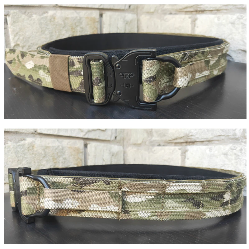 

Tactical Molle Belt Airsoft Shooting Fighter Belt Gear Army Military Combat Hunting Double Layer Hard Multicam Belt Wide 3.8CM