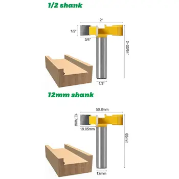 1/2" 12mm Shank 4 Flutes T Type Router Bit Carpentry Tool for Industrial Grade Wood Slotting Cutting Milling Woodworking
1/2" 12mm Shank 4 Flutes T Type Router Bit Carpentry Tool for Industrial Grade Wood Slotting Cutting Milling Woodworking