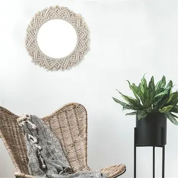 Round Lace Wall Hanging Mirror Art Deco Hand-made Cotton Rope Round Mirror For Living Room
Round Lace Wall Hanging Mirror Art Deco Hand-made Cotton Rope Round Mirror For Living Room
