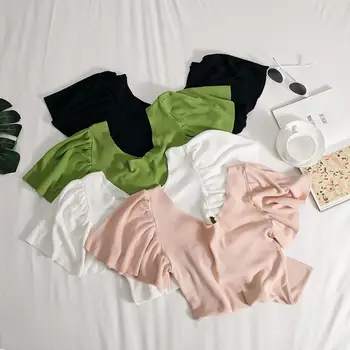 HELIAR Women Solid Flounce Hem Knitted Tops Slash Neck Sexy Underwear Elegant V-Neck Tops Women 2020 Summer
HELIAR Women Solid Flounce Hem Knitted Tops Slash Neck Sexy Underwear Elegant V-Neck Tops Women 2020 Summer