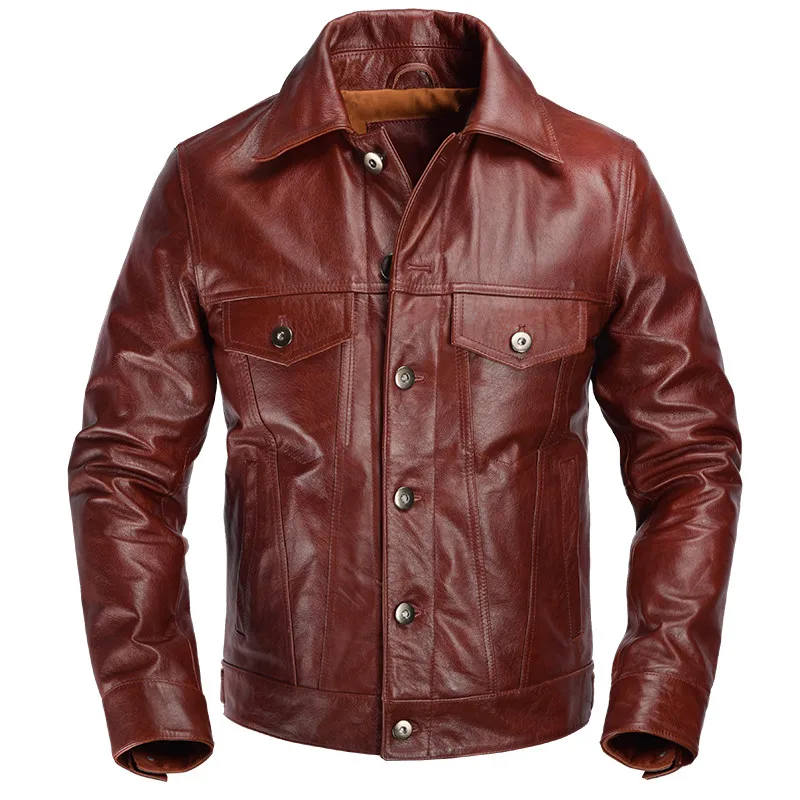2019 Red Brown American Casual Style Leather Jacket Single Breasted Plus Size XXXL Genuine Natural Cowhide Coat FREE SHIPPING
2019 Red Brown American Casual Style Leather Jacket Single Breasted Plus Size XXXL Genuine Natural Cowhide Coat FREE SHIPPING