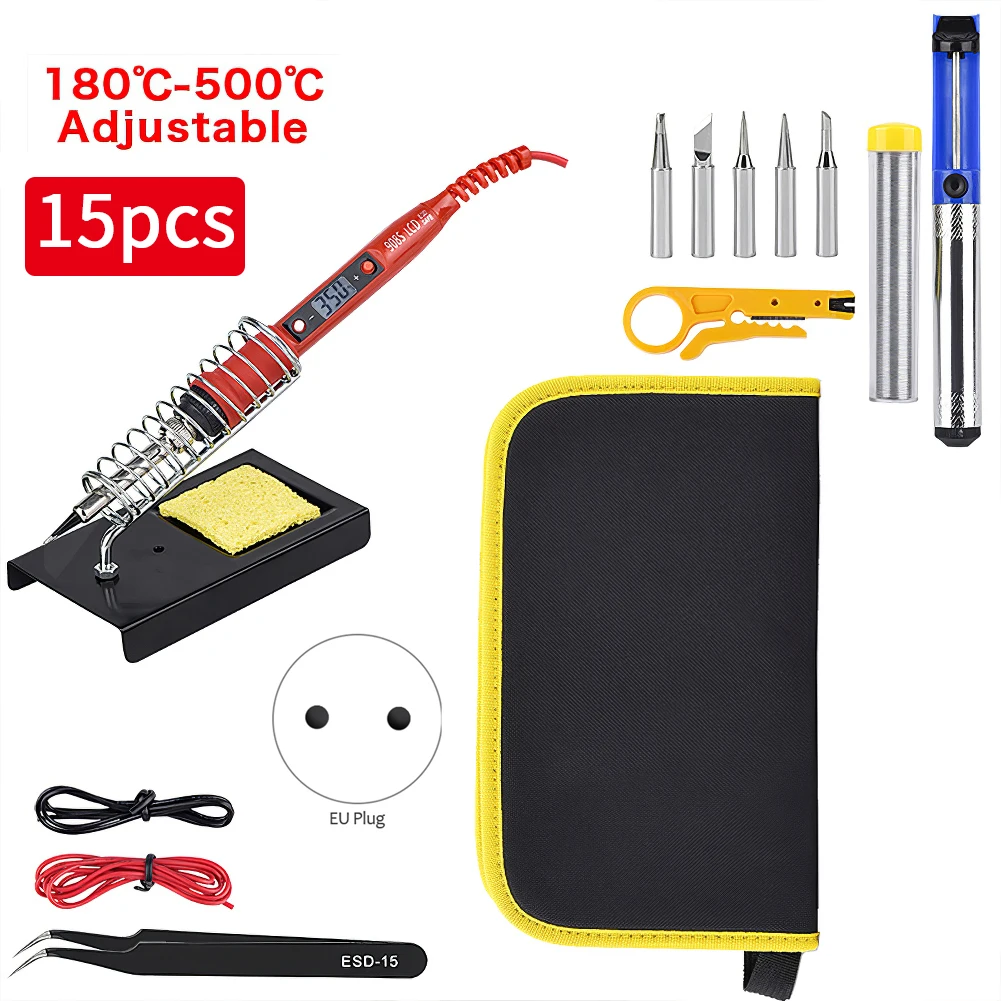Soldering Iron Kit Adjustable Temperature 220V 80W LCD Solder Welding Tools Ceramic Heater Soldering Tips Desoldering Pump
Soldering Iron Kit Adjustable Temperature 220V 80W LCD Solder Welding Tools Ceramic Heater Soldering Tips Desoldering Pump