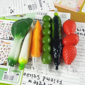 

1PC Drawing Supplies Fruit Ball Pen Cartoon Watermelon Strawberry Eggplant Orange Shaped Ballpoint Pen Escolar School on Sale