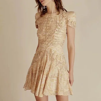 Luxury Flower Print Women Pleated Dress Elegant Short Sleeve Mini Pleated Dresses
Luxury Flower Print Women Pleated Dress Elegant Short Sleeve Mini Pleated Dresses