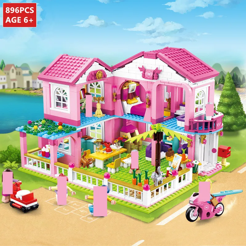 Maison de Princesse Villa et Yacht en Blocs de Construction Compatibles Lego Jouets Filles