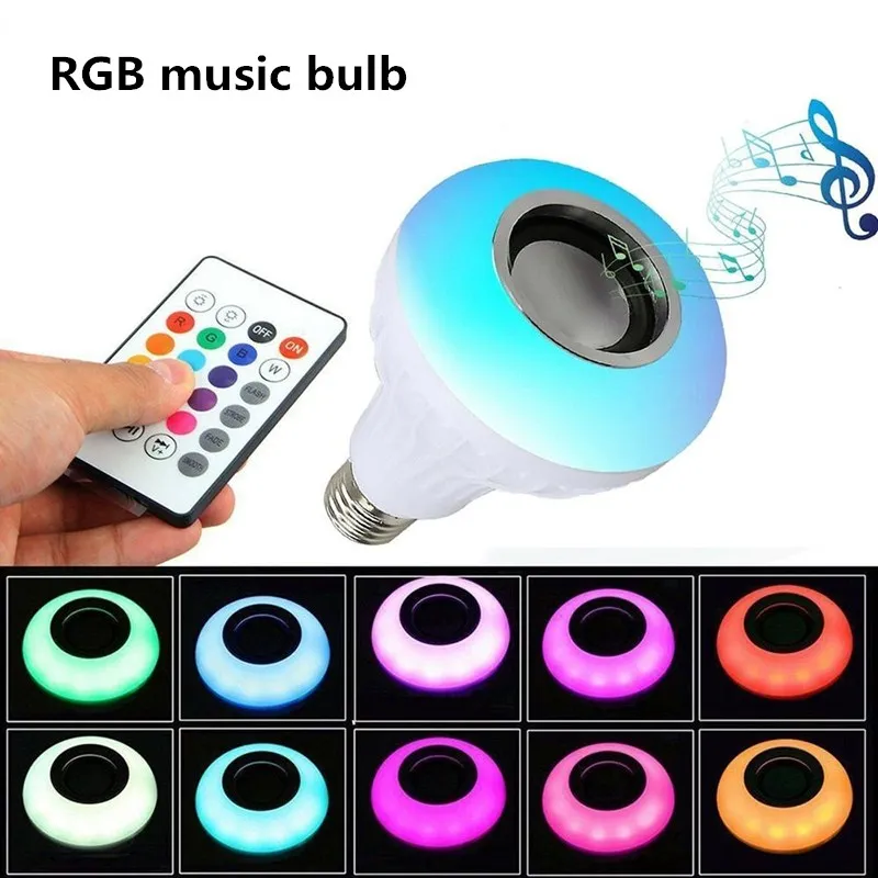 E27 Bluetooth music bulb lamp with remote control speaker 12W LED smart APP colorful remote control RGBW bulb lamp
E27 Bluetooth music bulb lamp with remote control speaker 12W LED smart APP colorful remote control RGBW bulb lamp