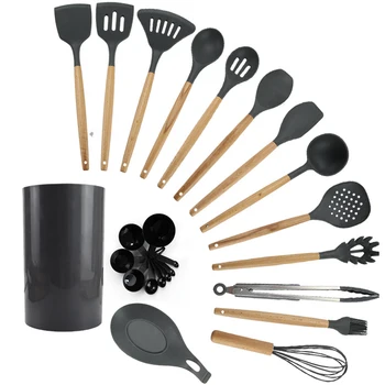 16PCS Silicone Kitchenware Cooking Utensils Set Heat Resistant Black Non-Stick Cooking Utensils Baking Tools With Storage Box
16PCS Silicone Kitchenware Cooking Utensils Set Heat Resistant Black Non-Stick Cooking Utensils Baking Tools With Storage Box
