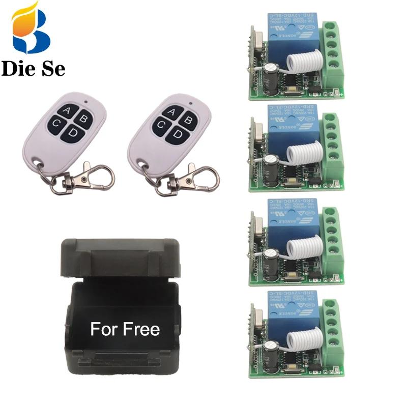 433MHz Universal Wireless Remote Switch DC12V 10A 1CH rf Relay and Transmitter for Remote Light/led/Lamp/Home appliance Control
433MHz Universal Wireless Remote Switch DC12V 10A 1CH rf Relay and Transmitter for Remote Light/led/Lamp/Home appliance Control