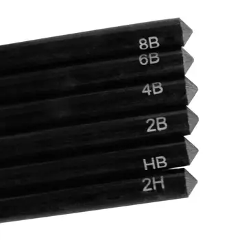 

6 Pcs Professional Pure Carbon Sketch Pens 2H/HB/2B/4B/6B/8B Woodless Charcoal Pencil Set Drawing Tool Painting Supplies 090F