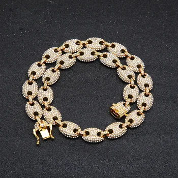 HIP HOP CZ Multi-Colors Coffee Bean Pig Nose Alloy Rhinestone Necklace Charm Link Chain Bling Necklaces for Men Ms Jewelry
HIP HOP CZ Multi-Colors Coffee Bean Pig Nose Alloy Rhinestone Necklace Charm Link Chain Bling Necklaces for Men Ms Jewelry