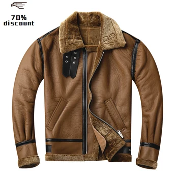 2020 Military Style Brown Men B3 Bomber Shearling Coat Plus Size 3XL Genuine Sheepskin Russian Winter Warm Aviator Leather Coat
2020 Military Style Brown Men B3 Bomber Shearling Coat Plus Size 3XL Genuine Sheepskin Russian Winter Warm Aviator Leather Coat