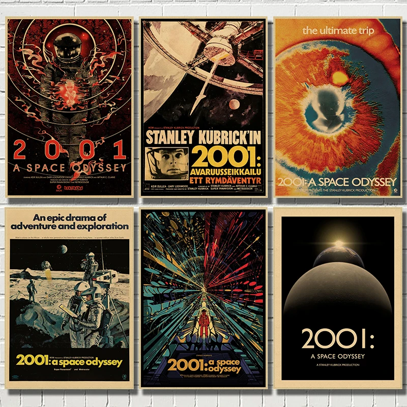 2001 a space odyssey poster2001 постер из крафт-бумаги ретро наклейка гостиная краска бар кафе