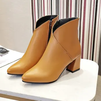 Autumn Shoes Women Ankle Boots Zipper Pointed Toe Leather Ladies Botas Chunky High Heels Female Shoes Classic New 2020
Autumn Shoes Women Ankle Boots Zipper Pointed Toe Leather Ladies Botas Chunky High Heels Female Shoes Classic New 2020