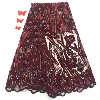 High Quality Velvet Lace Fabrics with Sequins Burgundy Sequins Lace Fabric French Tulle Mesh Lace for Wedding Party Dress 
High Quality Velvet Lace Fabrics with Sequins Burgundy Sequins Lace Fabric French Tulle Mesh Lace for Wedding Party Dress