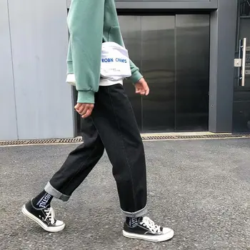 spring and summer new jeans male straight loose loose sense wide leg tide brand Korean trend nine points pants dad ins pants 
spring and summer new jeans male straight loose loose sense wide leg tide brand Korean trend nine points pants dad ins pants