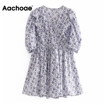 Aachoae Women V Neck Ruffled Mini Dress Floral Print Vintage Pleated Dress Puff Sleeve Elegant Casual Dresses Summer Vestidos
Aachoae Women V Neck Ruffled Mini Dress Floral Print Vintage Pleated Dress Puff Sleeve Elegant Casual Dresses Summer Vestidos