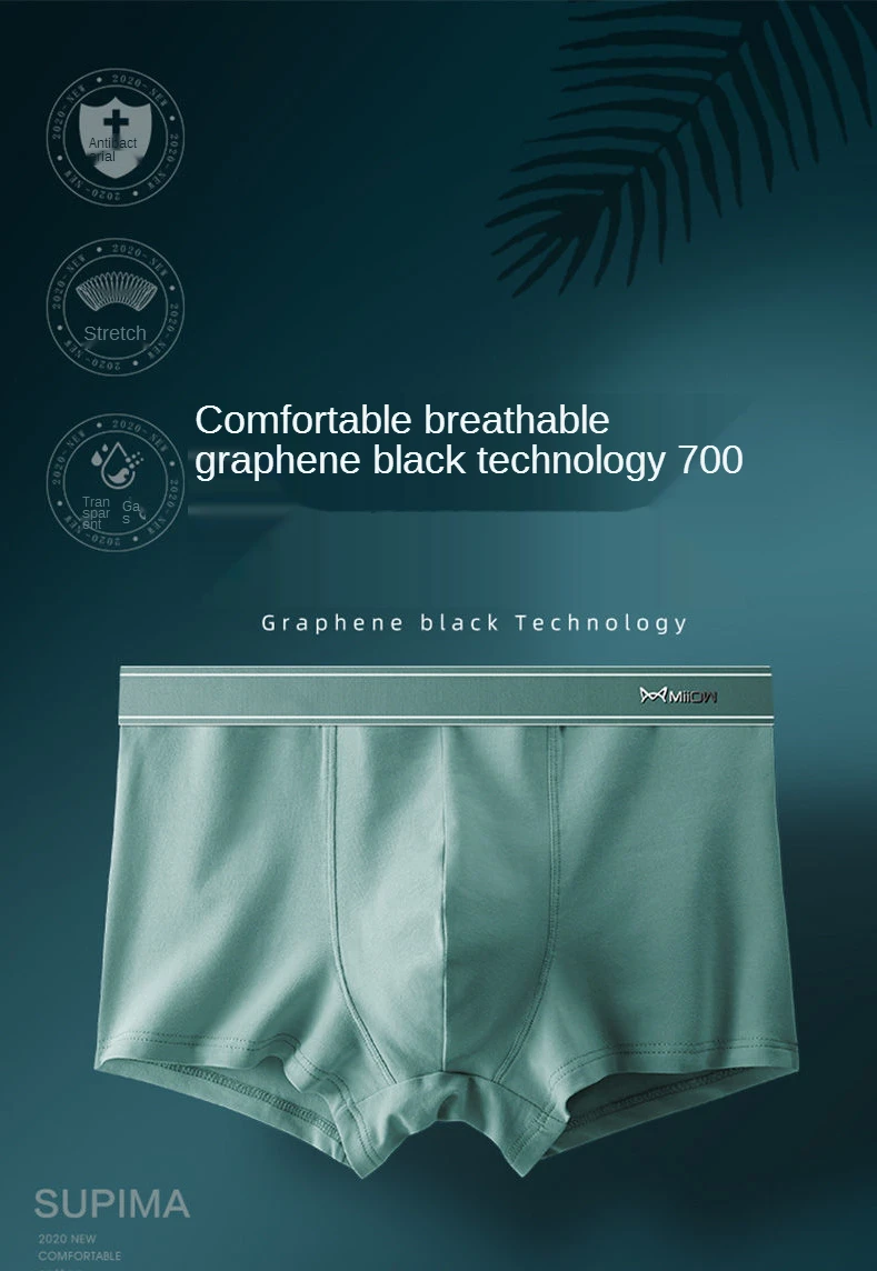 Fashion MIIOW Men's Underwear Pure Cotton Flat Angle Graphene