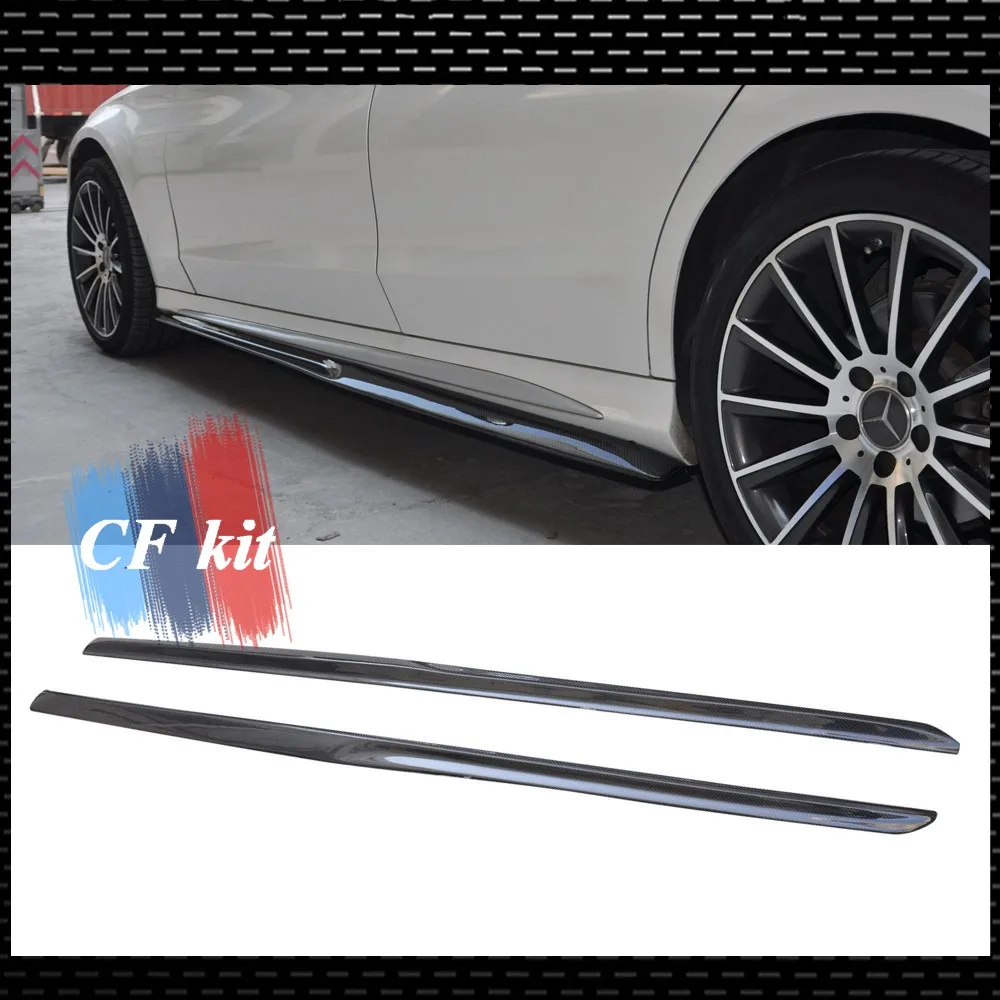 Реальные углеродного волокна сторона юбки для Mercedes Benz W205 AMG C63 4 дверь боковая