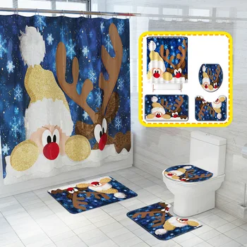 NE Merry Christmas Shower Curtain / Non-Slip Rug/ Toilet Lid Cover/ Bath Mat Santa Deer Pattern for Christmas Decoration
NE Merry Christmas Shower Curtain / Non-Slip Rug/ Toilet Lid Cover/ Bath Mat Santa Deer Pattern for Christmas Decoration