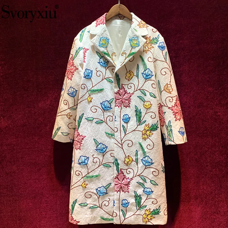 Svoryxiu Designer Custom Autumn Winter Loose Long Trench Coat Women's Long Sleeve Beading Printed Jacquard Overcoat Outwear
Svoryxiu Designer Custom Autumn Winter Loose Long Trench Coat Women's Long Sleeve Beading Printed Jacquard Overcoat Outwear