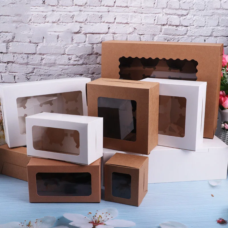 10 шт DIY винтажная цветная крафт бумага подарочная коробка посылка с прозрачным