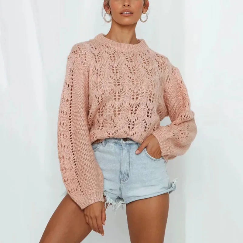Summer Autumn Sweater Ladies Crew Neck Cutout Knitted Jumper Pullover Womens Sweater Pullovers Streetwear Fall 2020
Summer Autumn Sweater Ladies Crew Neck Cutout Knitted Jumper Pullover Womens Sweater Pullovers Streetwear Fall 2020