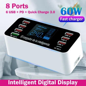 universal ce rohs wireless fast charge quick qc and PD Charger Adapter total output 60W high quality USB LED Display Charging
universal ce rohs wireless fast charge quick qc and PD Charger Adapter total output 60W high quality USB LED Display Charging