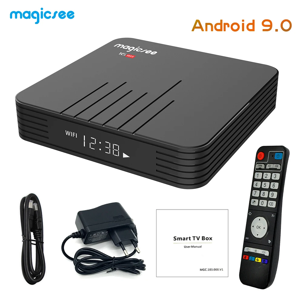 Magicsee N5 Max Android TV Box Smart Android 9.0 TV Box BT 4.1 4K HDR 4GB/32GB 2GB/16GB 2.4G/ 5G WiFi 1000M LAN HD Media Player
Magicsee N5 Max Android TV Box Smart Android 9.0 TV Box BT 4.1 4K HDR 4GB/32GB 2GB/16GB 2.4G/ 5G WiFi 1000M LAN HD Media Player